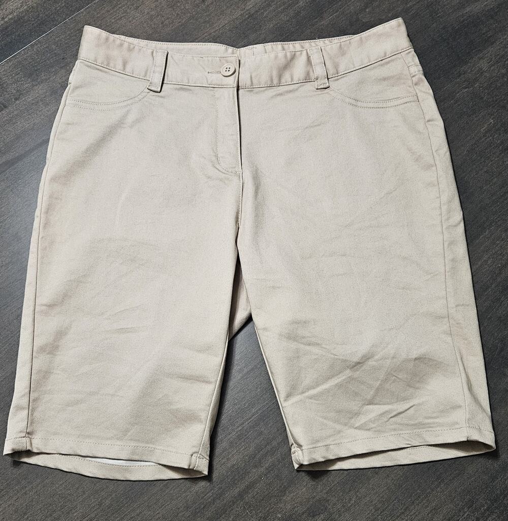 Nautica Girls' School Uniform Stretch Bermuda Shorts Size 7 Regular Khaki